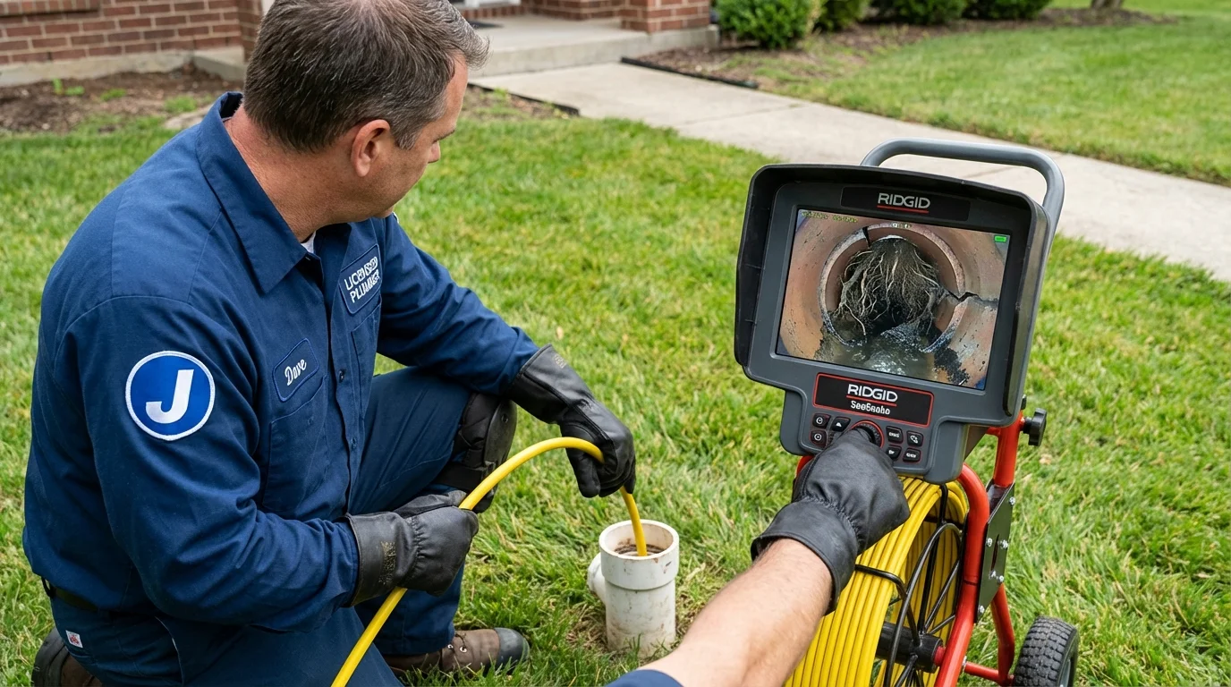 Sewer camera inspection being performed by Johns Plumbing LLC in Jay